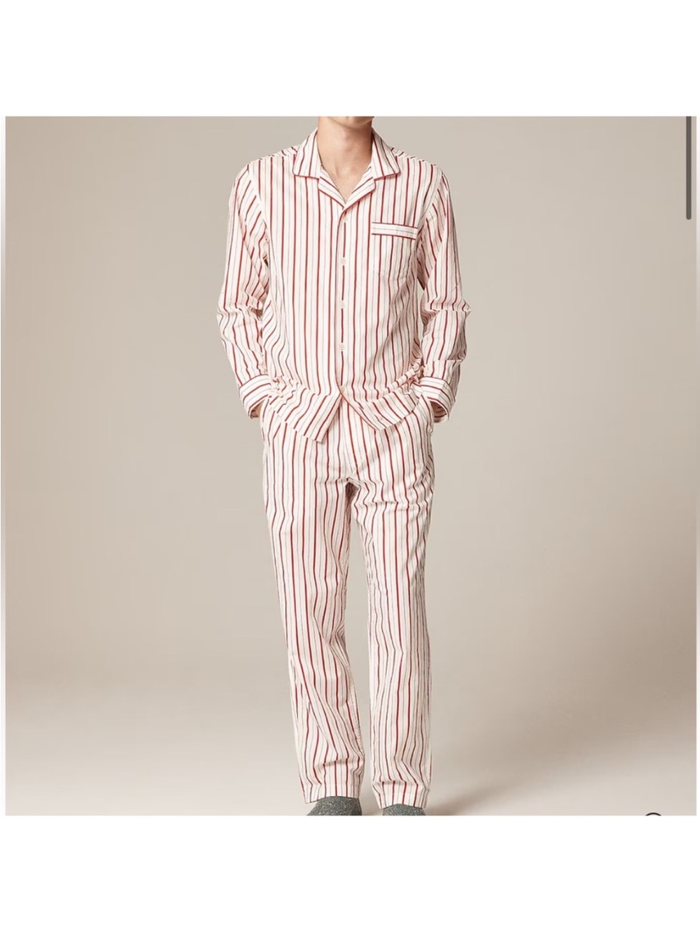 J crew ivory red Pajama set in cotton poplin